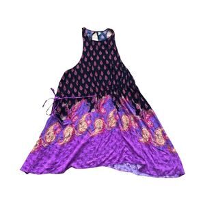 Intimately Free People Purple Paisley Pattern Multicolor Mini Halter Dress Small